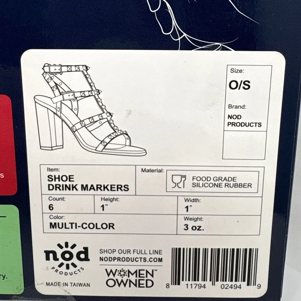 Nod Sole Survivors Shoe Drink Markers Posh‎ Wine Charms Set of 6 Host Party Gift
